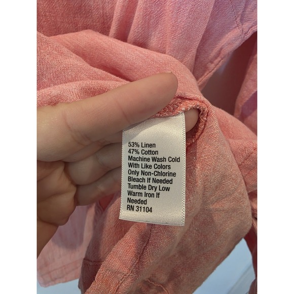 Kim Rogers Pink Button Down Tunic Sz XL Linen Cotton Breathable Quiet Luxury - Picture 3 of 5